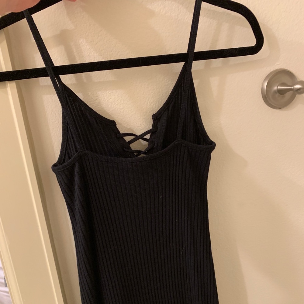 Topshop Ribbed Slim Fit Lace-Up Midi Dress Women’s Size 4 - Picture 6 of 6